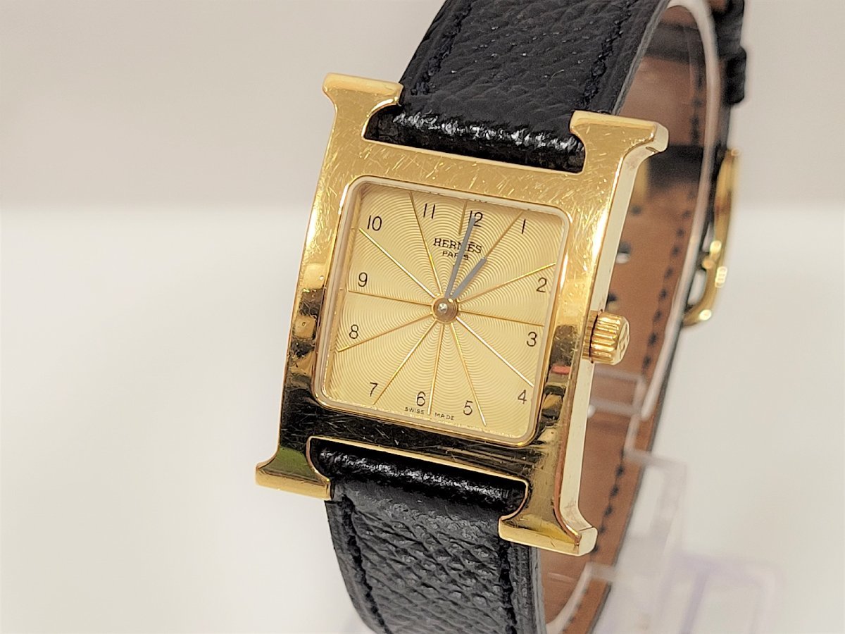 ☆HERMES エルメス Hウォッチ 腕時計 HH1.201 ゴールド 白文字盤 