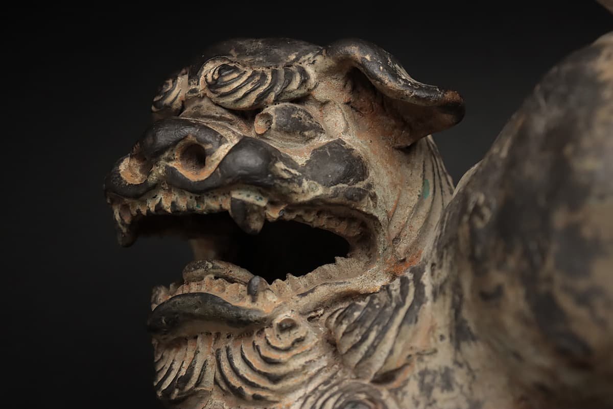 HY561 金工美術 獅子像 幅18.8cm/高18cm 重874g・唐銅獅子・狛犬 置物