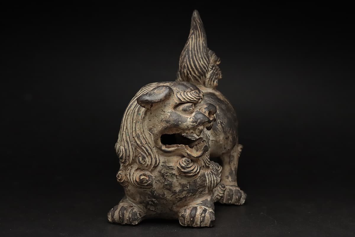 HY561 金工美術 獅子像 幅18.8cm/高18cm 重874g・唐銅獅子・狛犬 置物