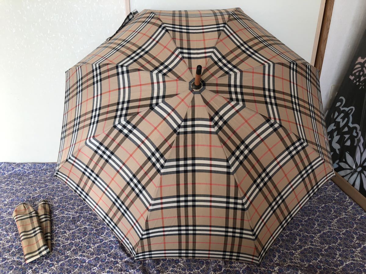 送料込】BURBERRY 長傘 バーバリーノバチェック 傘袋つき ファッション