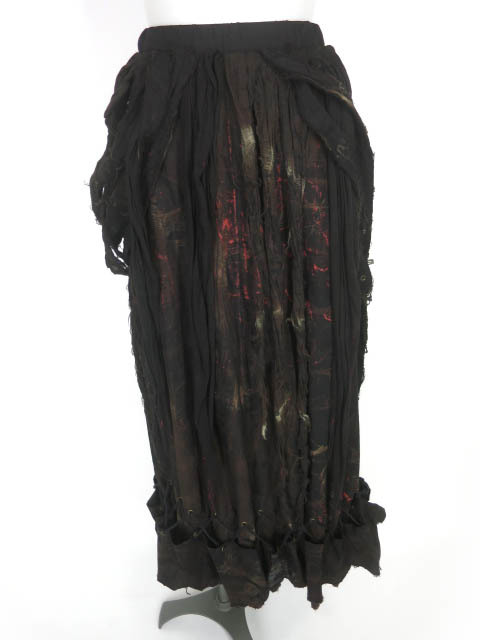 【Y85】DARK RED RUM h.Jelly スカート DARK RED RUM H.jelly ネットプリントロングスカート / エイチナオト h