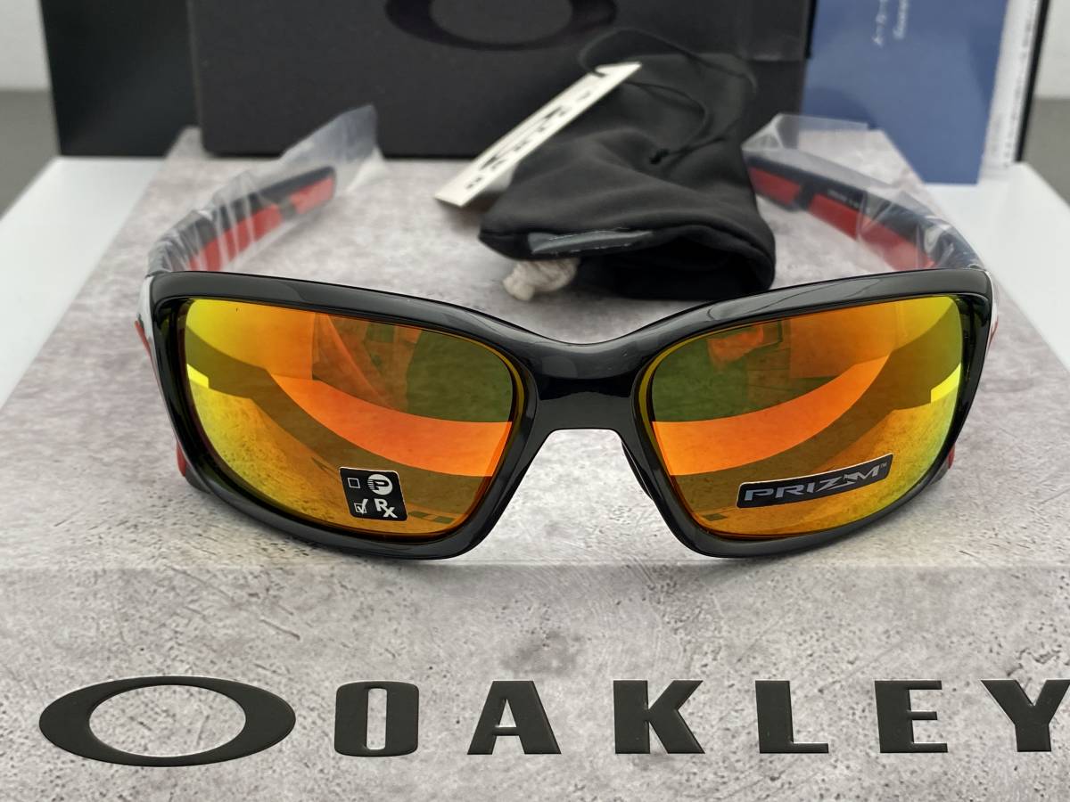 箱ケース付★OAKLEYオークリー STRAIGHTLINK ストレートリンク 黒ブラック/PRIZM RUBY プリズムルビー USA製サングラス アジアンフィット