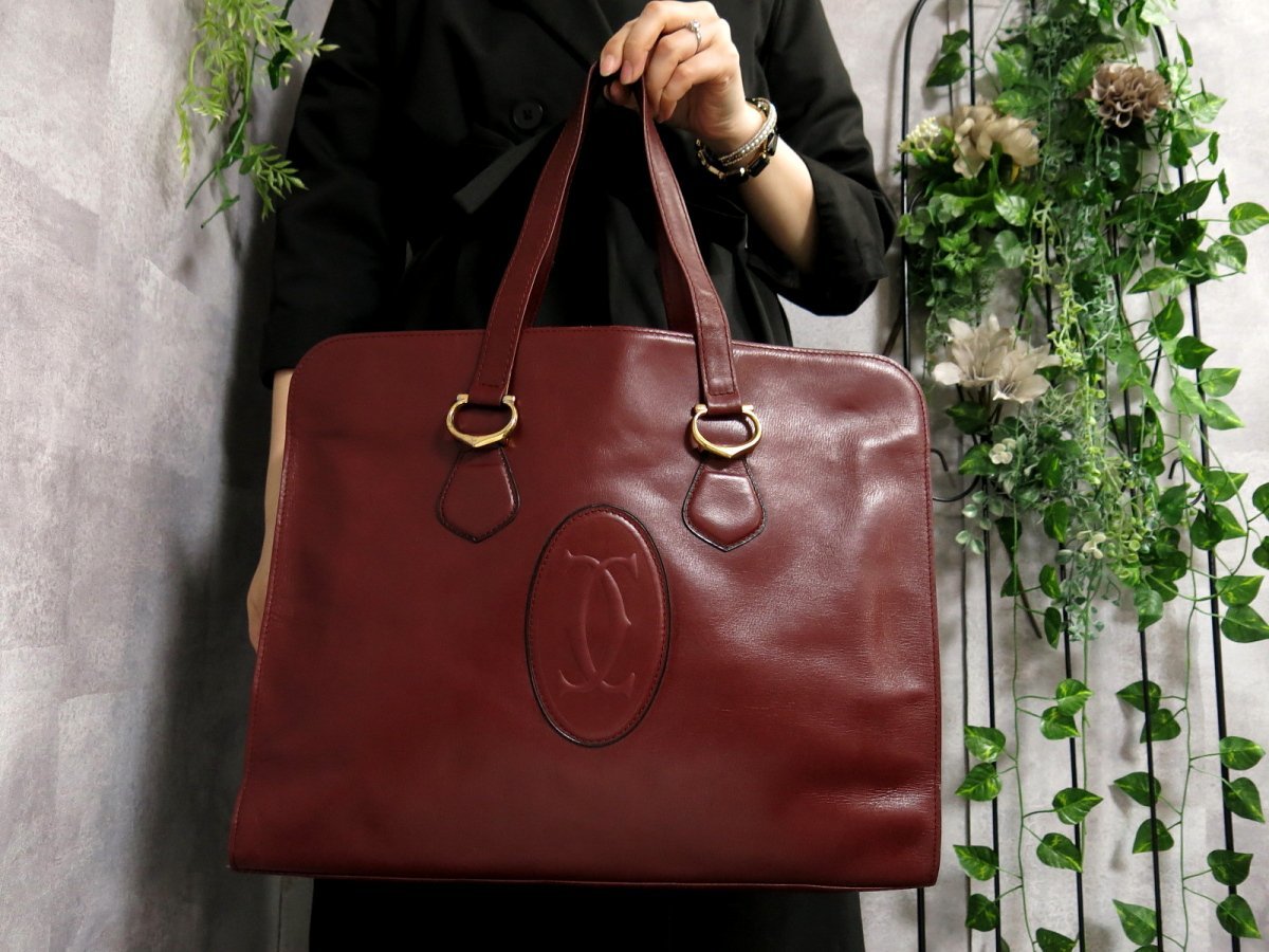 ○美品○Cartier カルティエ○マスト○カーフ レザー 本革○トート 