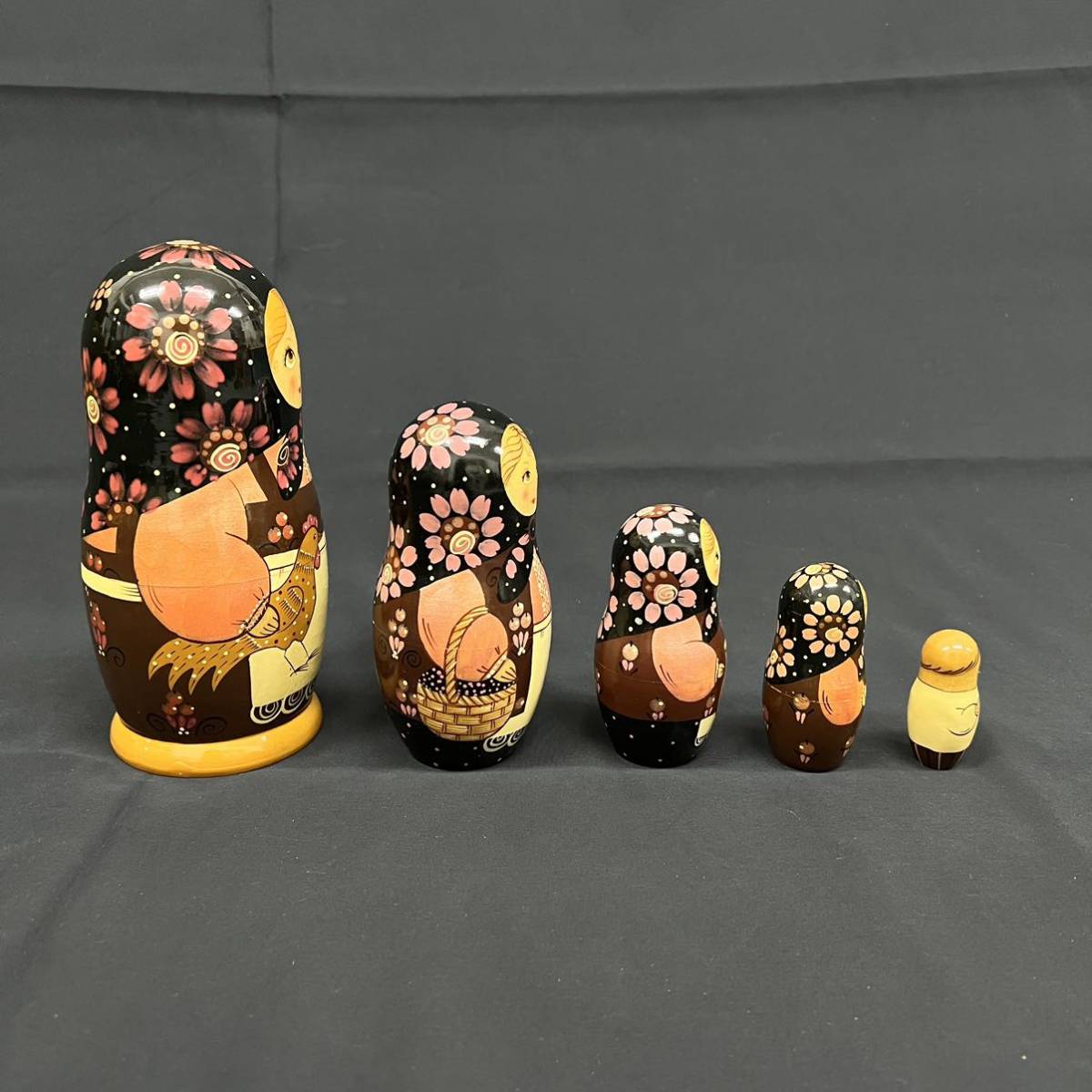 作家さん　マトリョシカ　こけし　置物 マトリョーシカ 5点 PaguoHoBaこけし 当時物 作家物 MADE IN USSR お