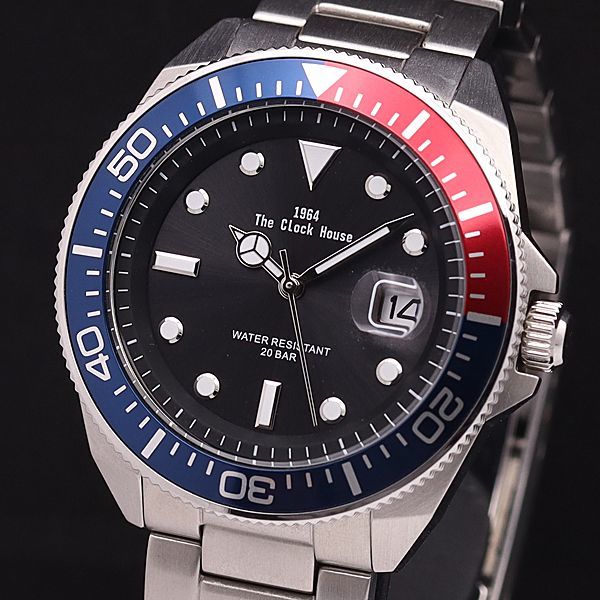 1円 ザ・クロックハウス QZ MSC1001 デイト ラウンド 黒文字盤 メンズ 