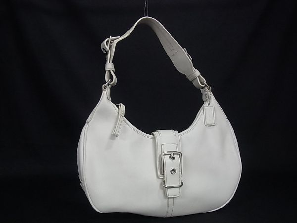 1円 COACH コーチ 7548 ハンプトンズ レザー ワンショルダーバッグ ハンドバッグ 肩掛けかばん アイボリー系 AK3713