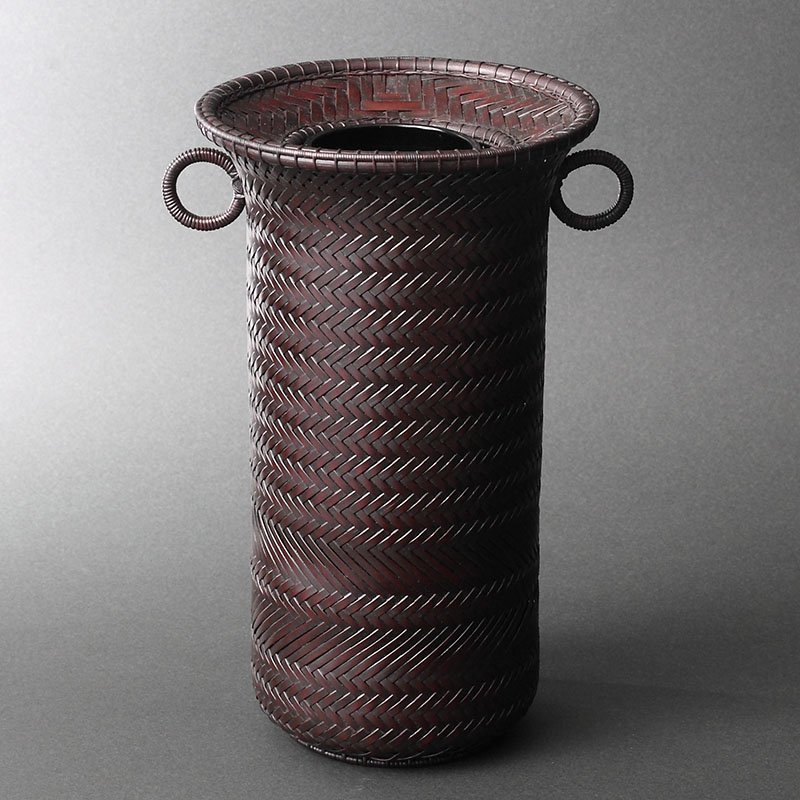 樺細工 桜皮細工 茶筒 在銘 小柳金太郎 作/秋田 角館 伝統工芸品 煎茶