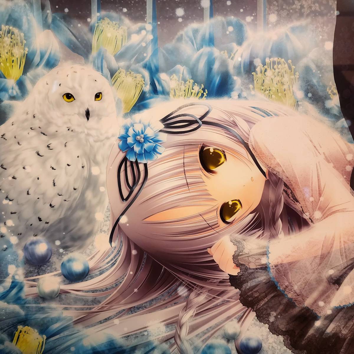 てぃんくる 先生 版画 SNOWY OWL DX ミクスドメディア 作品保証書あり