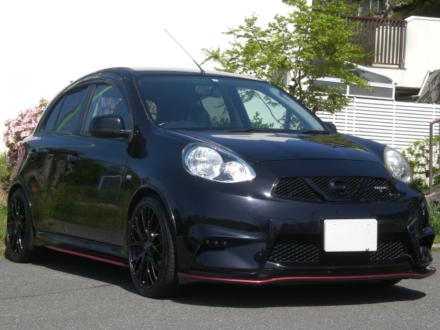 ■超貴重！平成27年3月 Black 5Fのマーチ ニスモS 実走行 純正ナビ Bカメラ フルセグテレビ ETC テイン車高調 エグザスマフラー 車検付き！