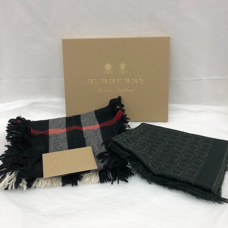 【BDAU4022】BURBERRY バーバリー Salvatore Ferragamo サルヴァトーレ フェラガモ ストール 2点おまとめ
