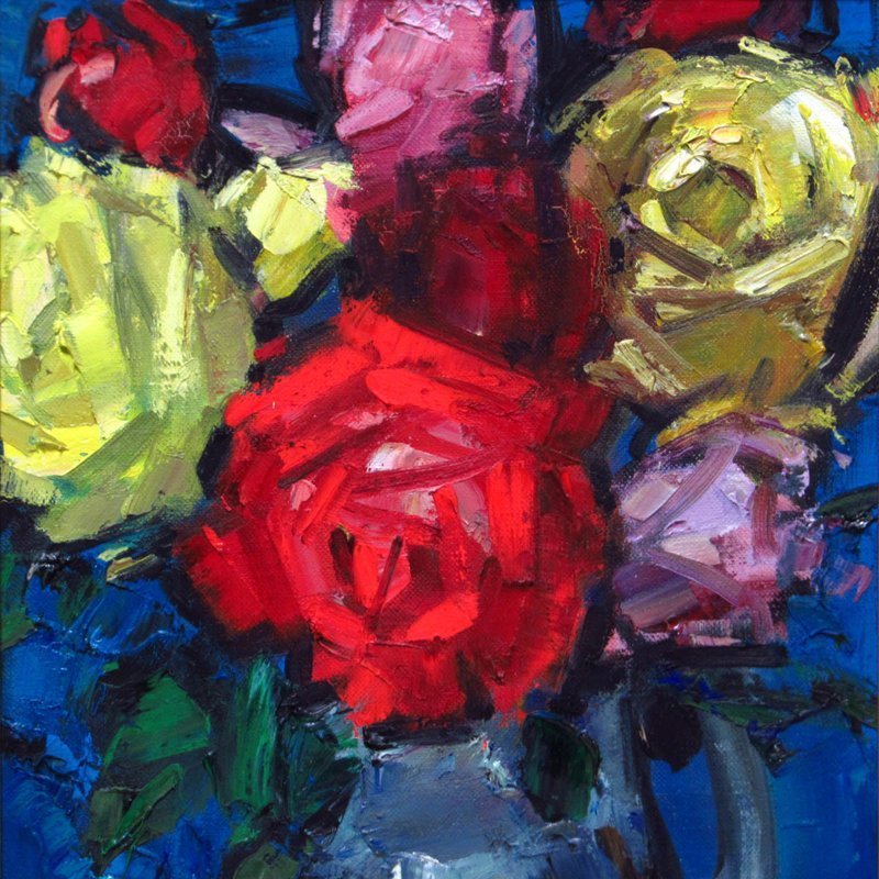 GINZA絵画館】高光一也 油絵4号「薔薇」ばら・バラ・文化功労者・1点