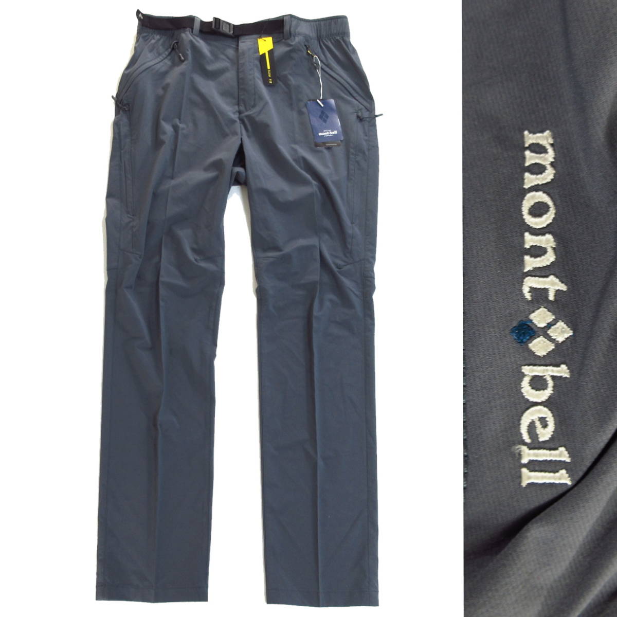 新品◆mont-bell◆撥水 ストレッチ ベルト付 ゾディアック ロングパンツ W85cm ダークグレー◆モンベル アウトドア◆232ace J795