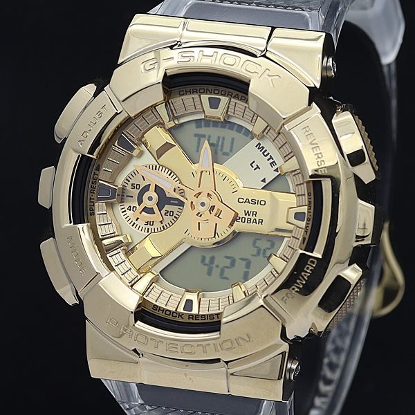 1円 稼働 未使用品 箱/保証書付 カシオ QZ GM-110SG9AJF Gショック デジアナ ゴールド文字盤 メンズ腕時計 0055000STU
