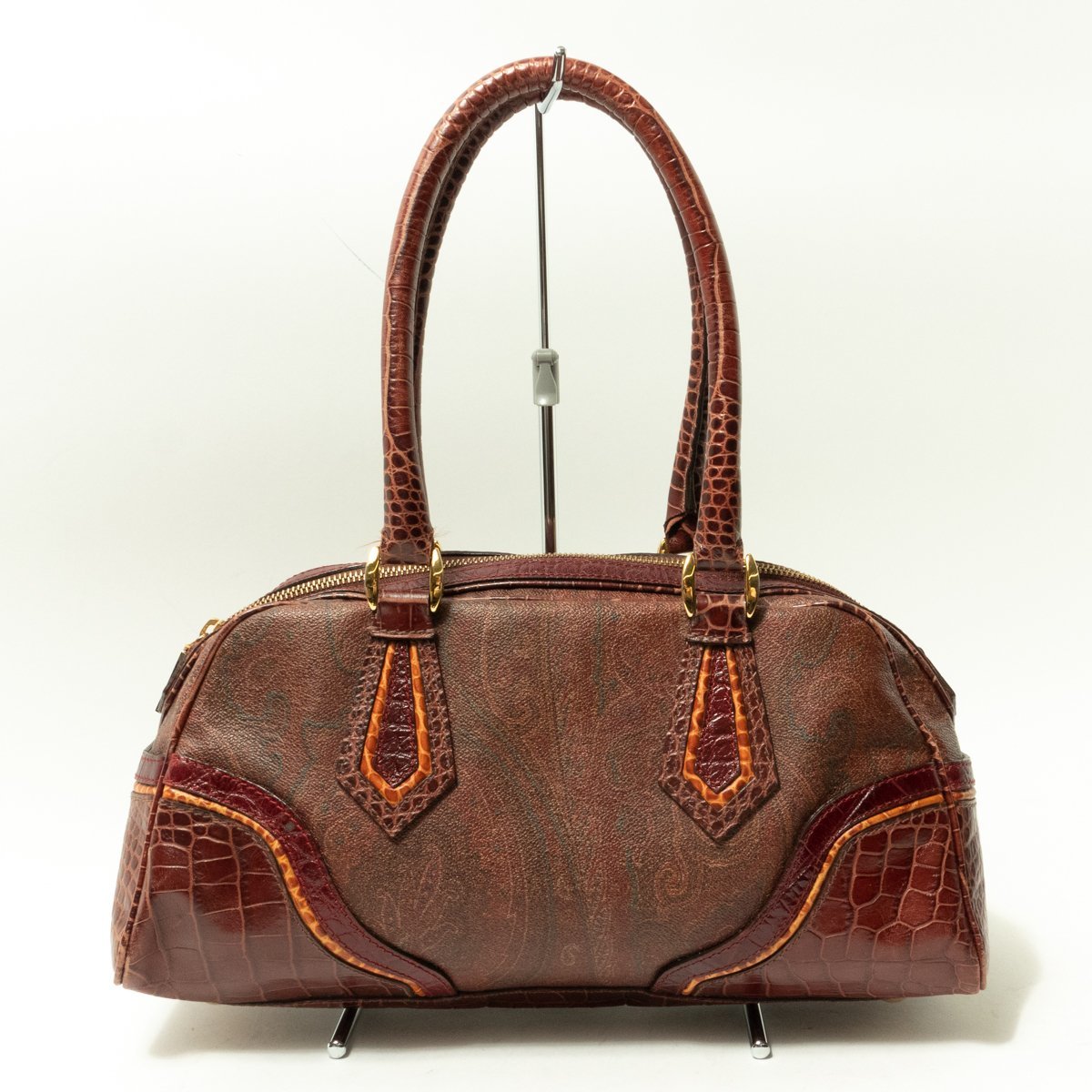ETRO エトロ ペイズリー クロコ型押し ハンドバッグ | ペイズリー柄