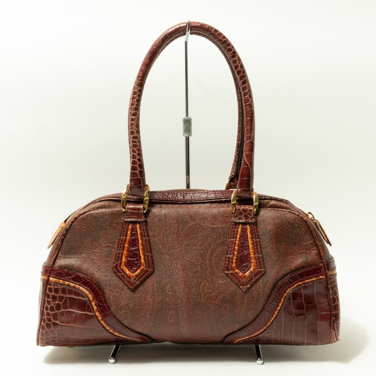 ETRO エトロ ペイズリー クロコ型押し ハンドバッグ | ペイズリー柄