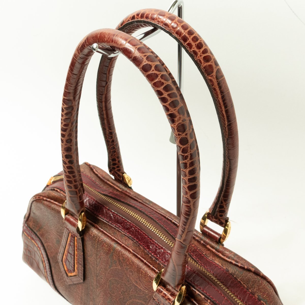 ETRO エトロ ペイズリー クロコ型押し ハンドバッグ | ペイズリー柄