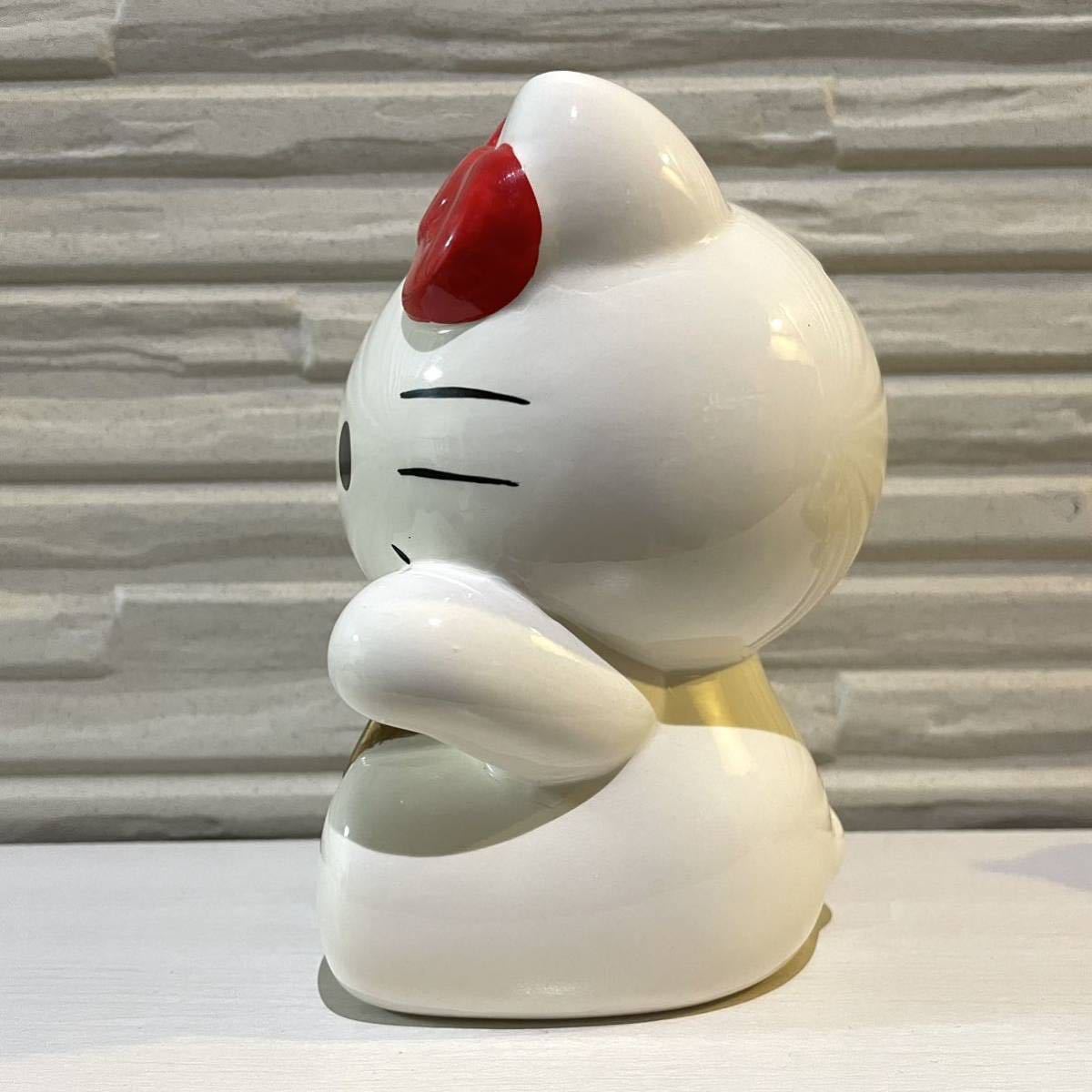 希少品 『ハローキティ 招き猫 バンク』 陶器製 貯金箱 昭和レトロ 
