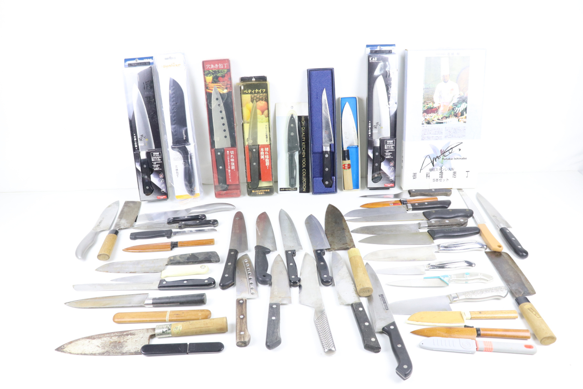【大量】 包丁まとめ 関孫六 石鍋裕 竹之介 燕三条 延房 義次 正広 等 万能包丁 出刃包丁 ペティナイフ 調理器具 料理器具 刃物 005JGJF40