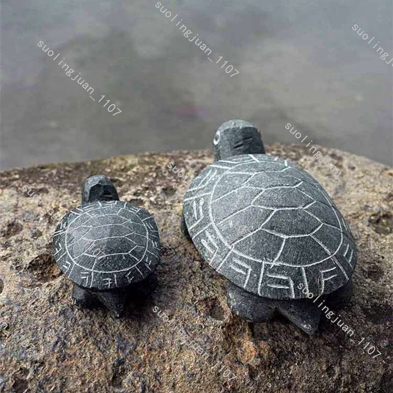 2点セット カメ 亀 石亀 石の亀 青石 石造 石彫 彫刻 庭石 置物