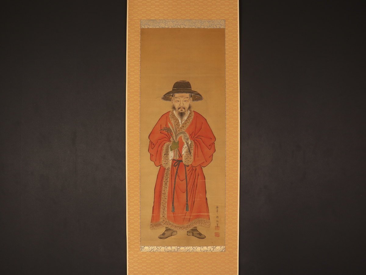 模写1円開始伝来ek3279〈陶山勝寂〉唐人物図 【版画】【伝来】f2299〈颜