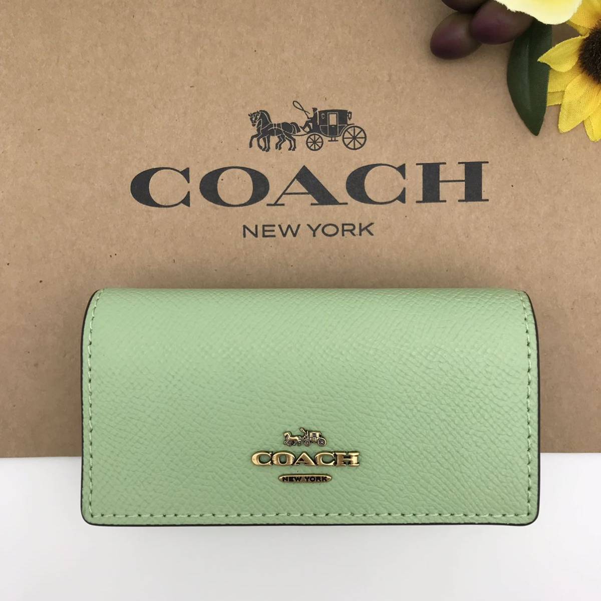 COACH 6リングキーケース クロスグレインレザー ケース・シグネチャー