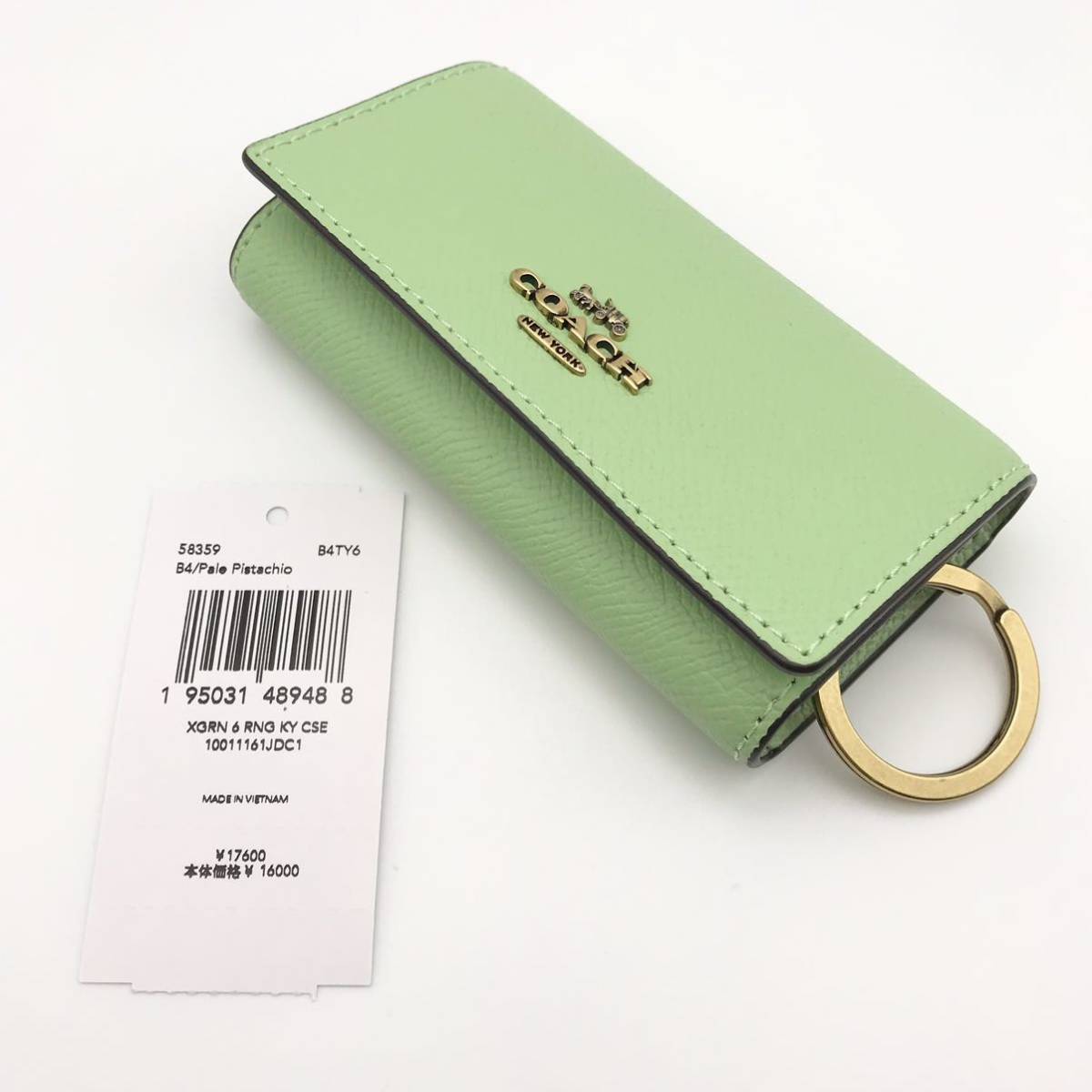 COACH 6リングキーケース クロスグレインレザー ケース・シグネチャー