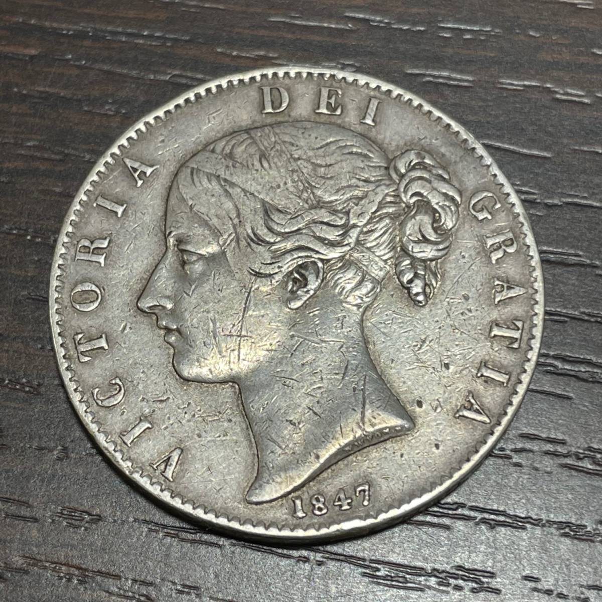 希少】クラウン銀貨 ヤングヴィクトリア 1844年 1707E 英国 アン