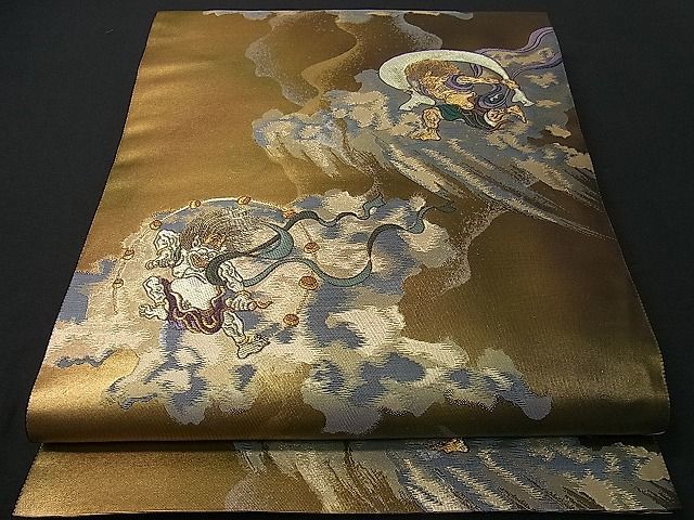 平和屋着物■六通柄袋帯　風神雷神　金糸　逸品　未使用　vp6418