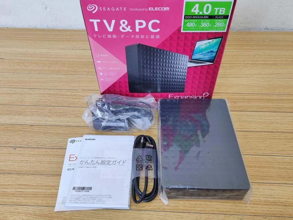 未使用★ELECOMエレコム SEAGATE 4.0TB外付けHDD SGD-MX040UBK