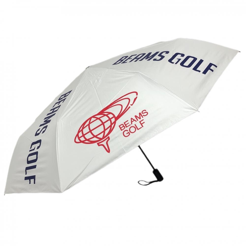 【新品】ビームスゴルフ 晴雨兼用折り畳み傘 オフホワイト UVカット 自動開閉式傘ゴルフ 2022年 10％OFF～＊ BEAMS GOLF