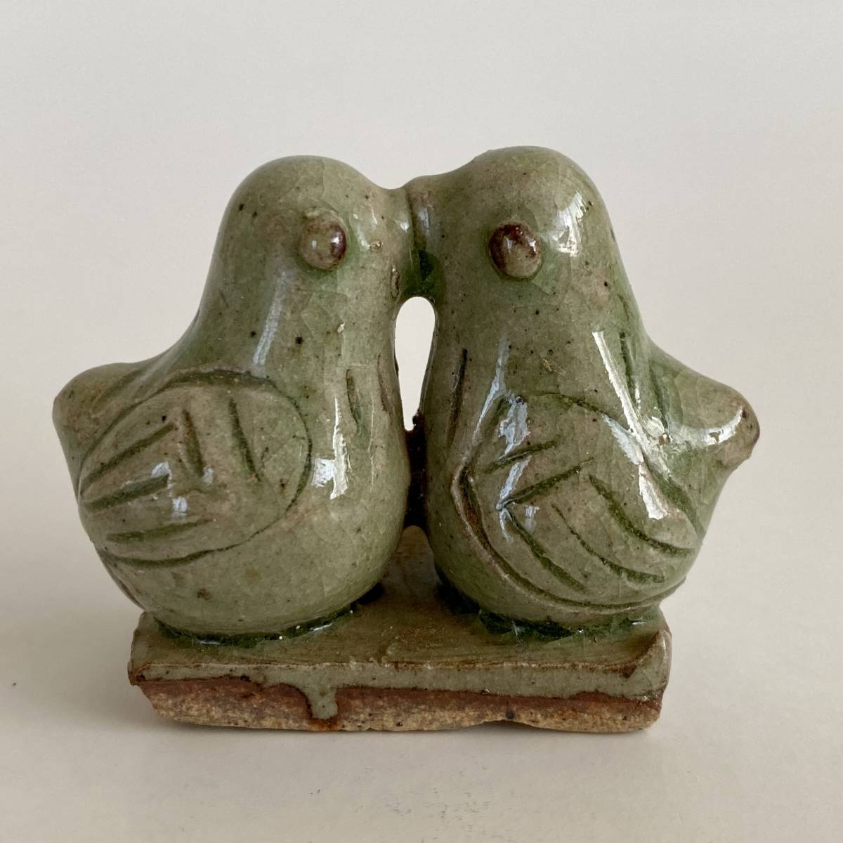 タイ伝統陶器 セドラン焼き 鳥つがいの置物(エスニック)｜売買された