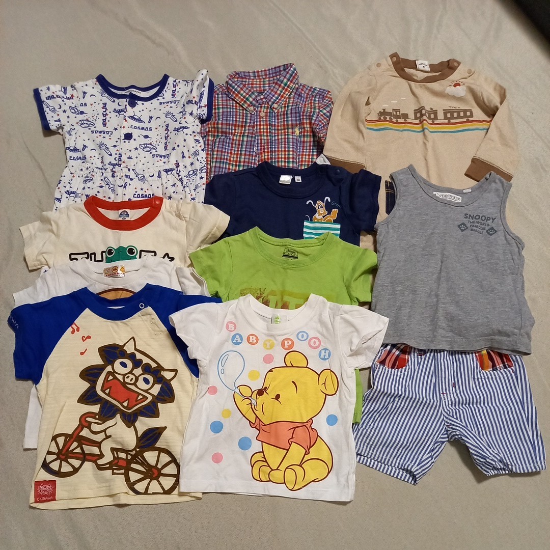 90サイズ 男の子向け服 まとめて11点 半袖Tシャツ多め 半ズボン 