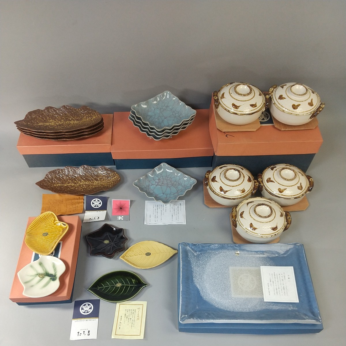 7625【同梱NG】未使用 たち吉 いらぼ 長皿 あわ雪 盛皿 ふき