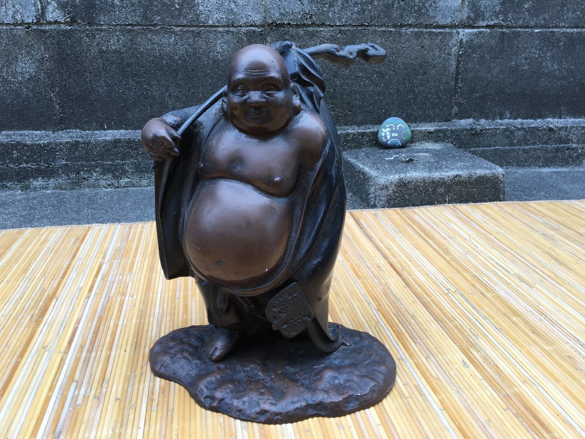 500円配達～】5㎏強 布袋様 鉄製 置物 金属工芸 古美術 インテリア 