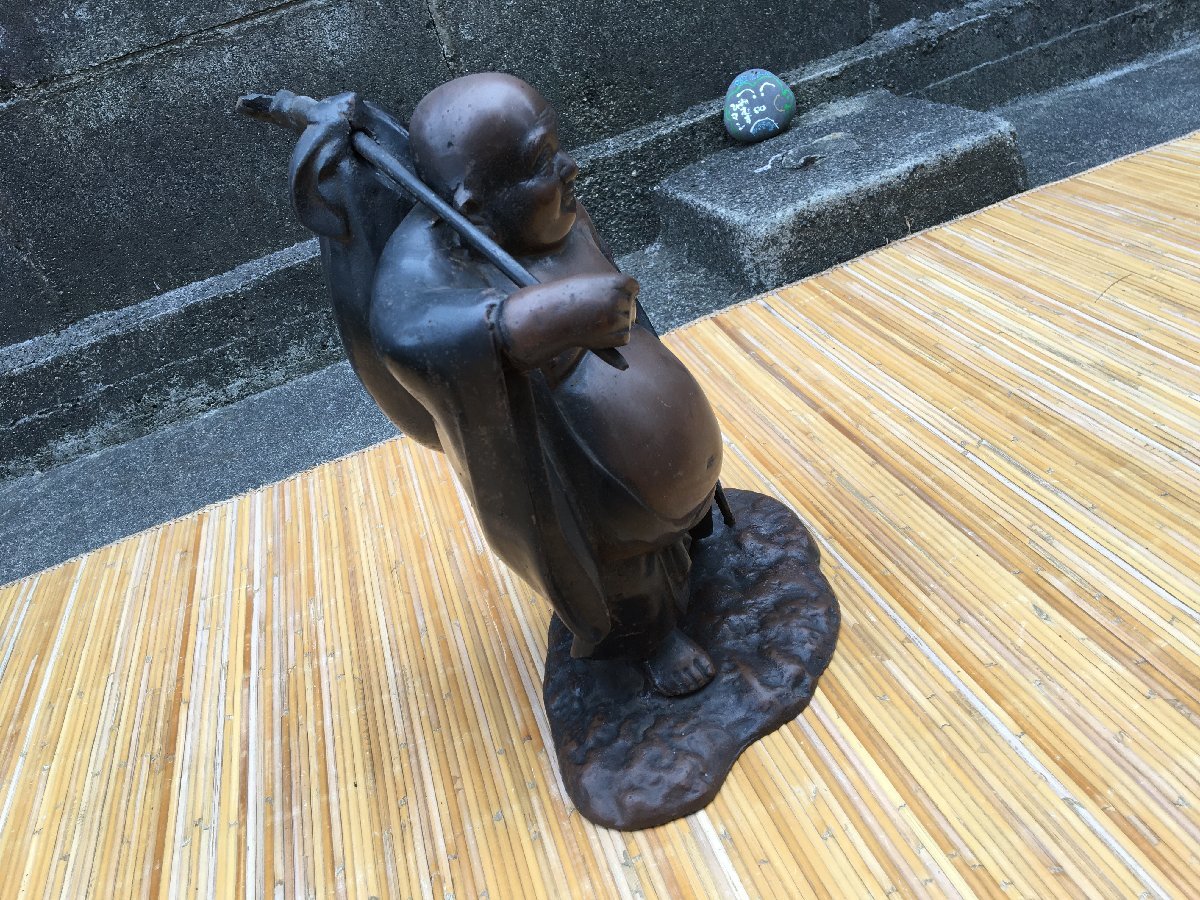 500円配達～】5㎏強 布袋様 鉄製 置物 金属工芸 古美術 インテリア 