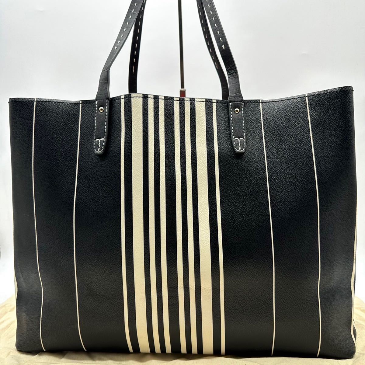 1円《未使用》TORY BURCH トリーバーチ ストライプ柄 トートバッグ 