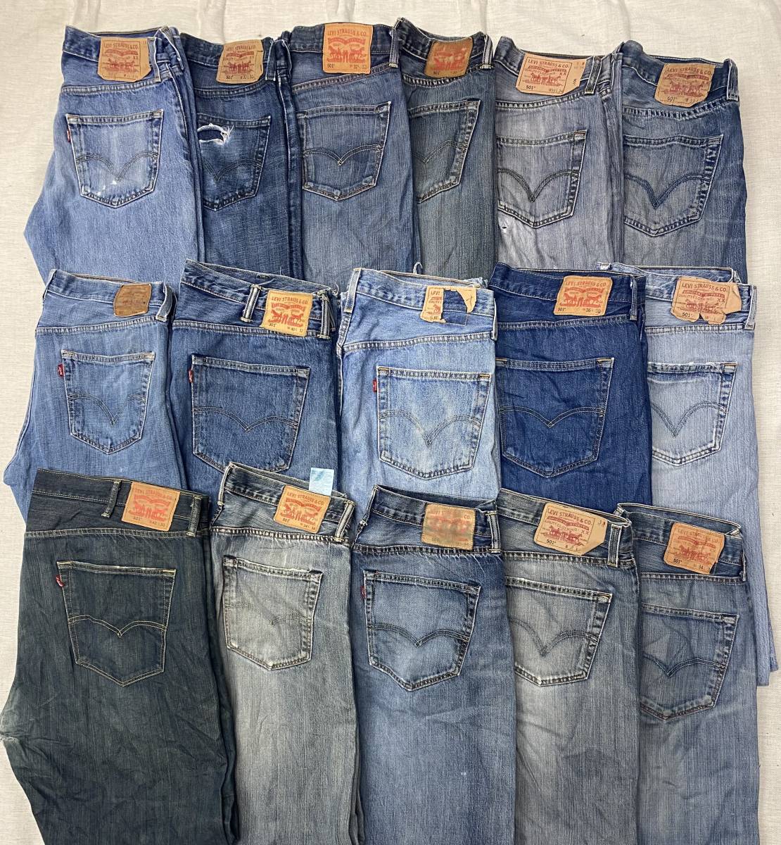 16本 リーバイス 501　古着卸　ブルー　デニム　パンツ　メンズ　アメリカ古着　まとめ売り　サイズ　ミックス Set　　30　32　36　40　41