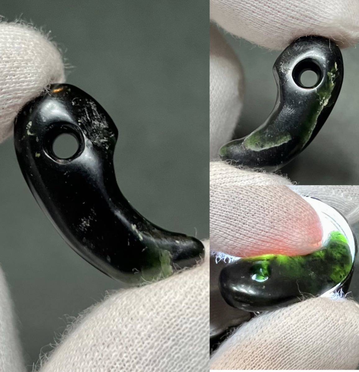 □縄文時代 貴重種 秩父翡翠製 美石目 硬玉 勾玉2.9cm□行田市 □縄文時代 貴重種 秩父翡翠製 美石目 硬玉 勾玉2.9cm□行田市