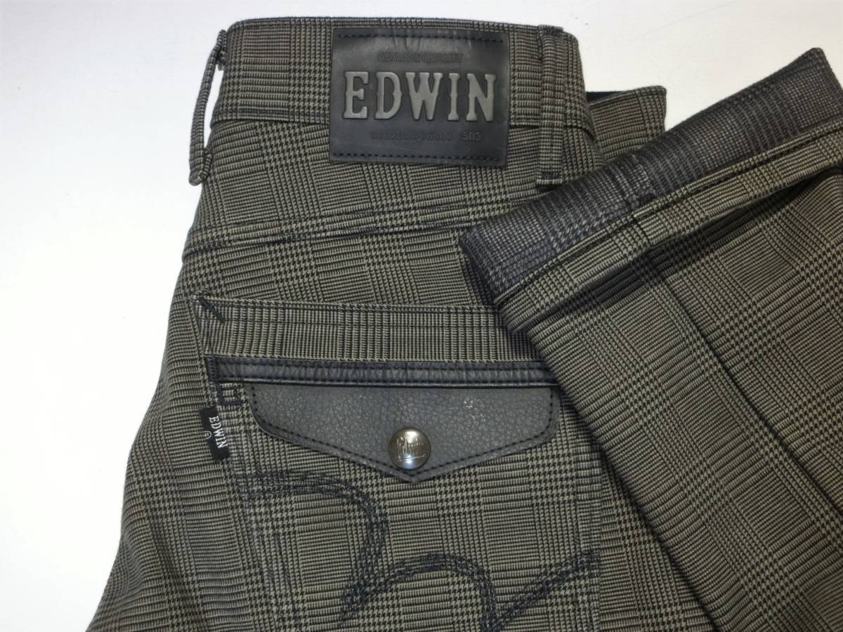 日本製 EDWIN WILD FIRE エドウィン ワイルドファイア E53WFP 防寒防風 裏地 暖パン バイク バイカー チェックパンツ W28/F87