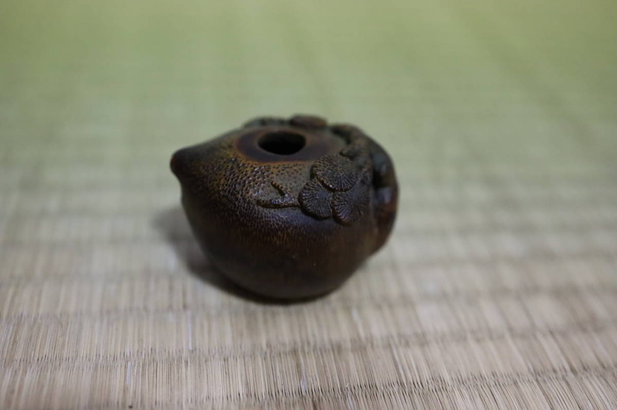 唐物 古竹彫水滴 中国美術 ☆文房具書道具 細工彫 文房四宝 水滴