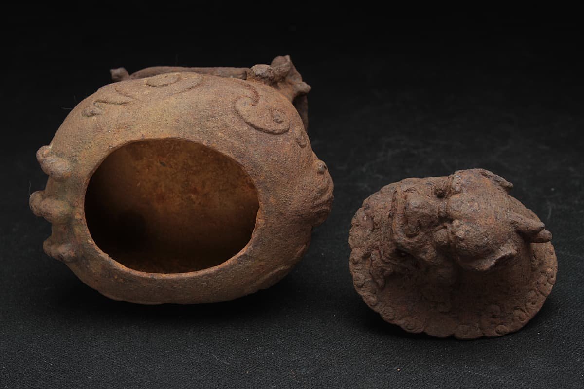 NM 中国 古銅 双獅子耳香炉 在銘 M R9067 NM 中国 古銅 双獅子耳香炉