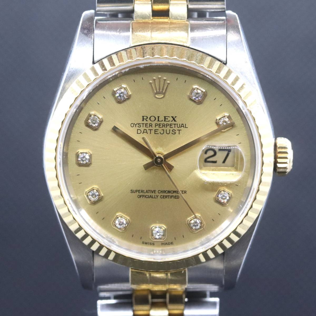 ロレックス デイトジャスト 16233 10Pダイヤ 自動巻き メンズ腕時計 U  