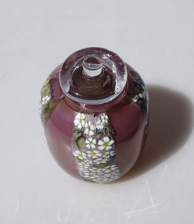 未使用ガラス作家 藤原奈津江作品 吹きガラス茶器「花子」共箱及び専用