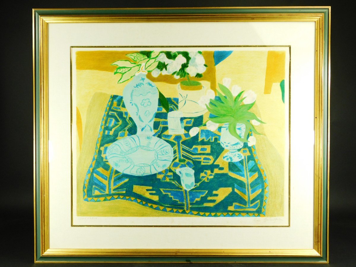 ピエール・ボンコンパン リトグラフ 絵画 （青背景）」リトグラフ