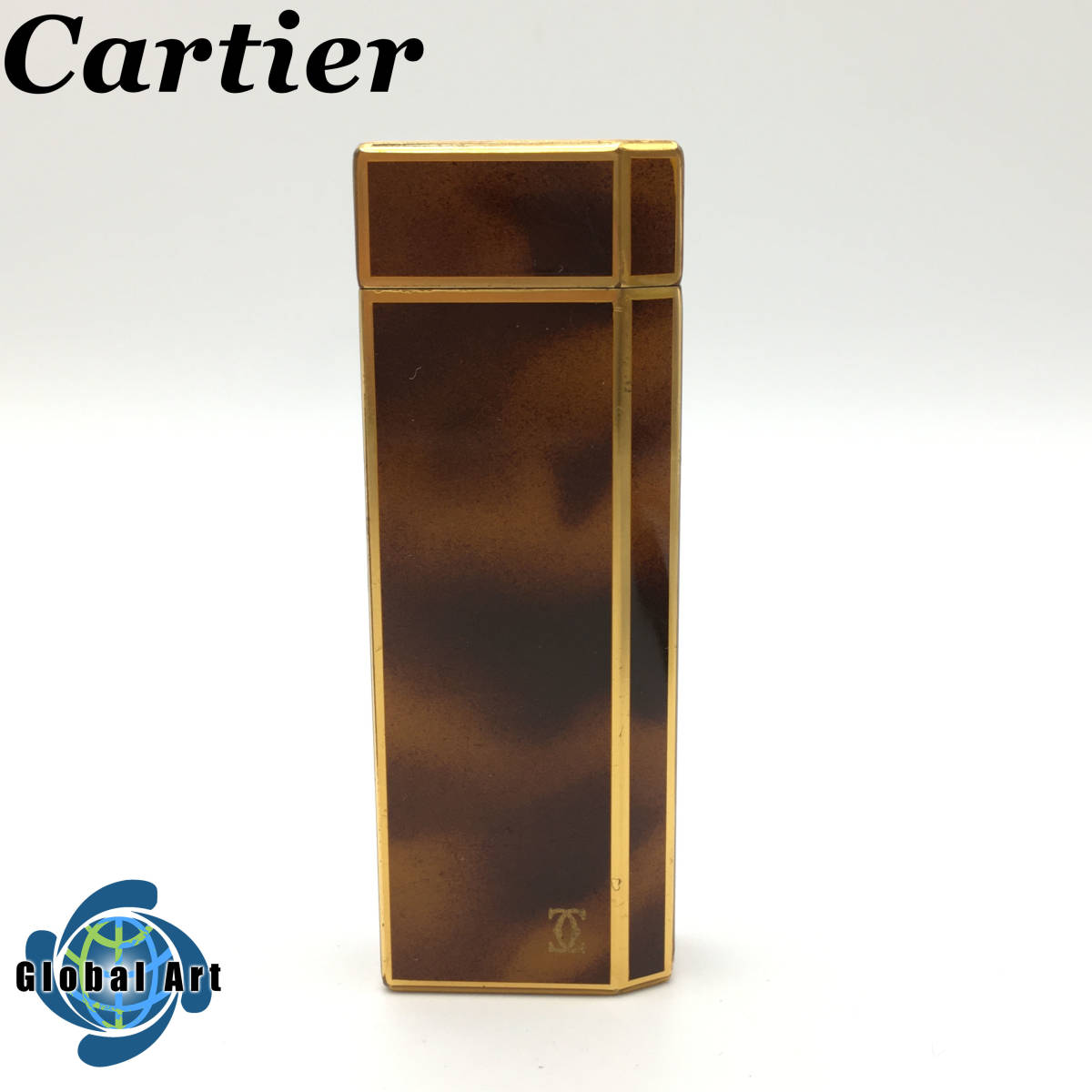 ☆D05146/Cartier カルティエ/ガスライター/五角形/マーブル ブラウン