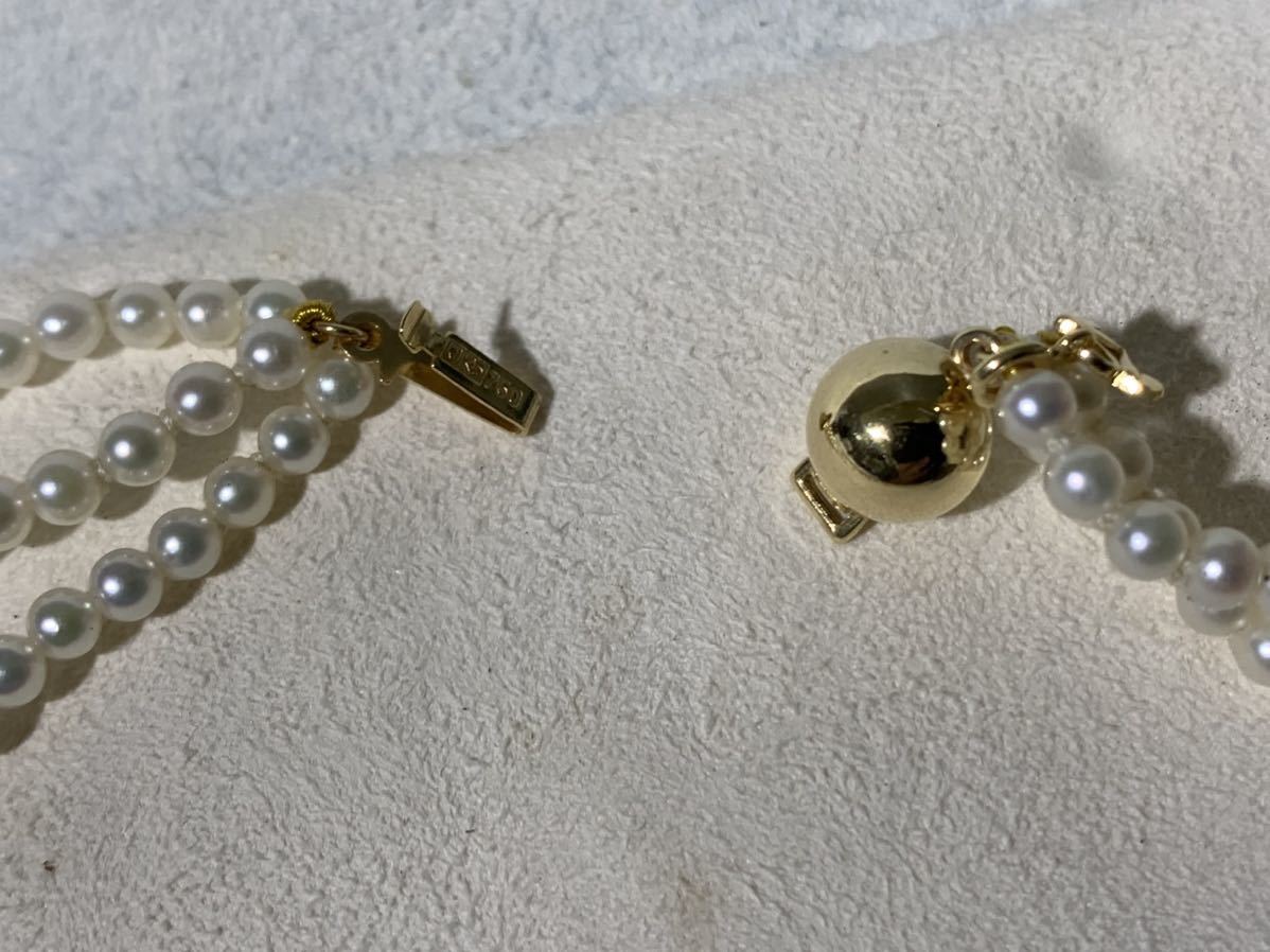K135 【 MIKIMOTO ミキモト ベビーパール 3連ネックレス 珊瑚 K18 750 