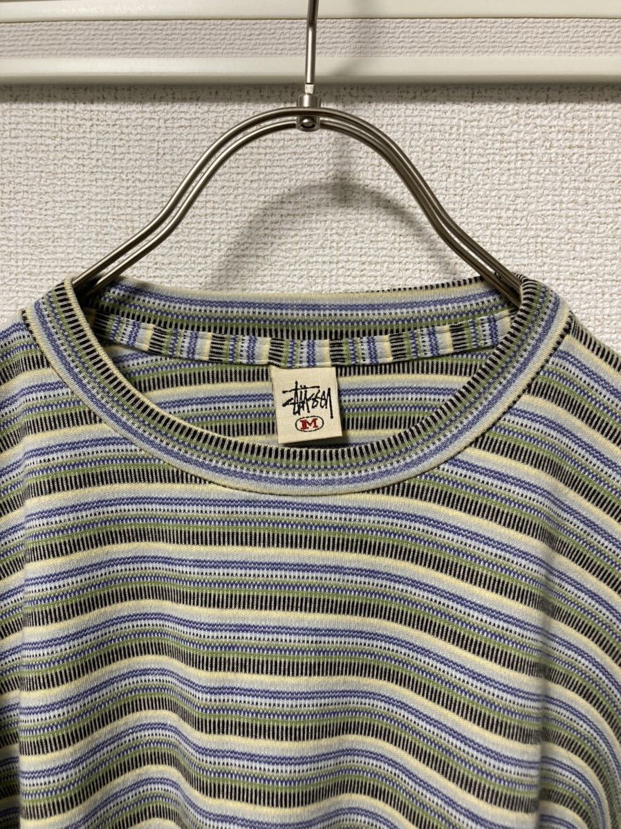 90s stussy ステューシー オールド 白タグ ボーダーTシャツ 胸ポケット 