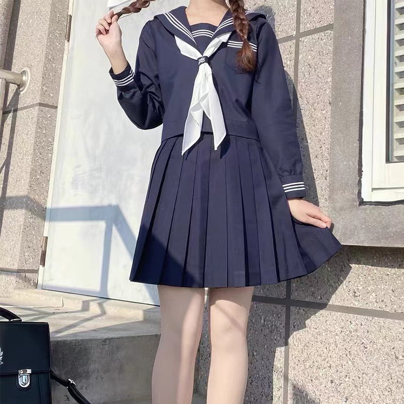 [即日出荷/送料無料] セーラー服 女子学生服 長袖 三本襟　制服 コスプレ JK 女子高生