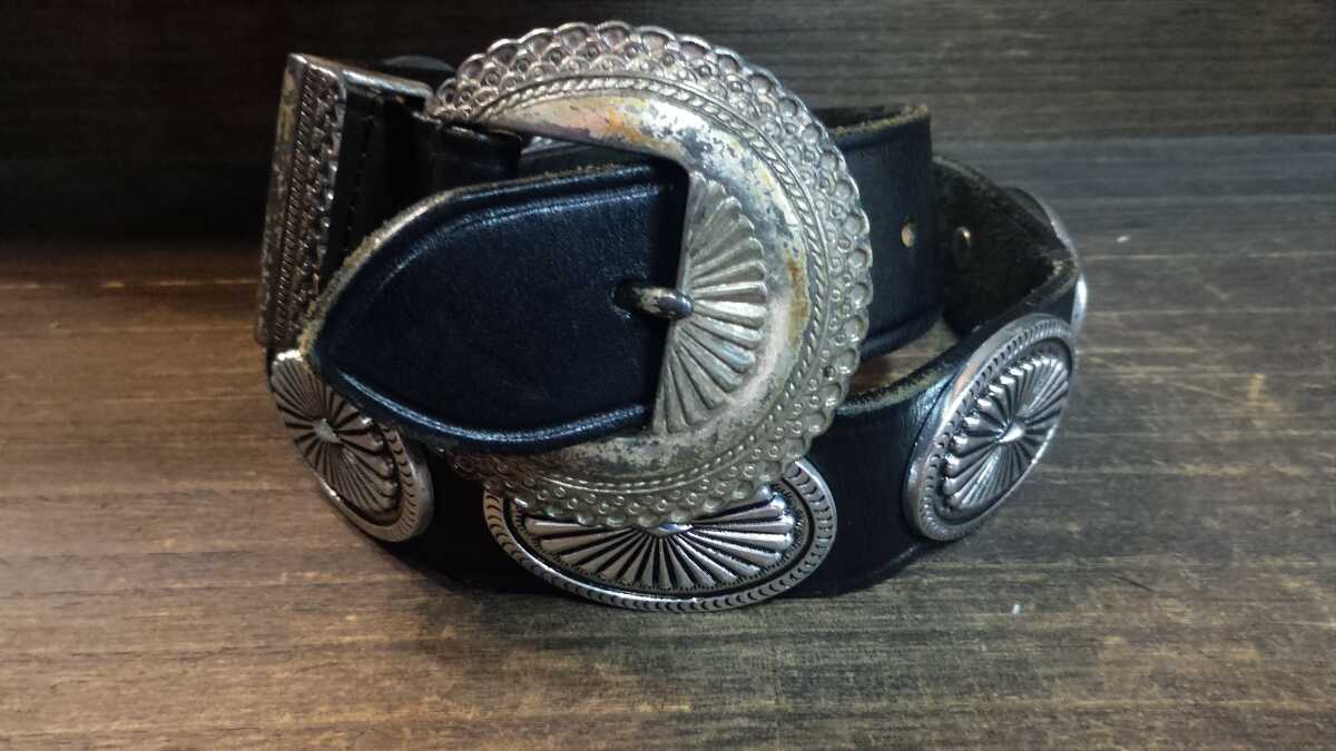 アメリカン雑貨ロカビリーロックンロールスタイルビンテージ90'sネイティブコンチョレザーベルト