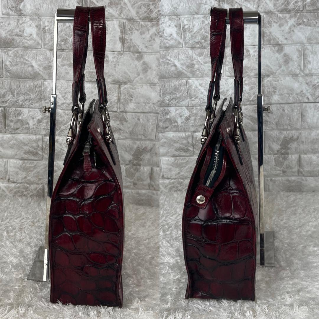 希少 y2k Mulberry マルベリー クロコ型押し レザー トートバッグ マルベリー ビンテージ 希少 Mulberry レザー ハンドバッグ 美しい価格